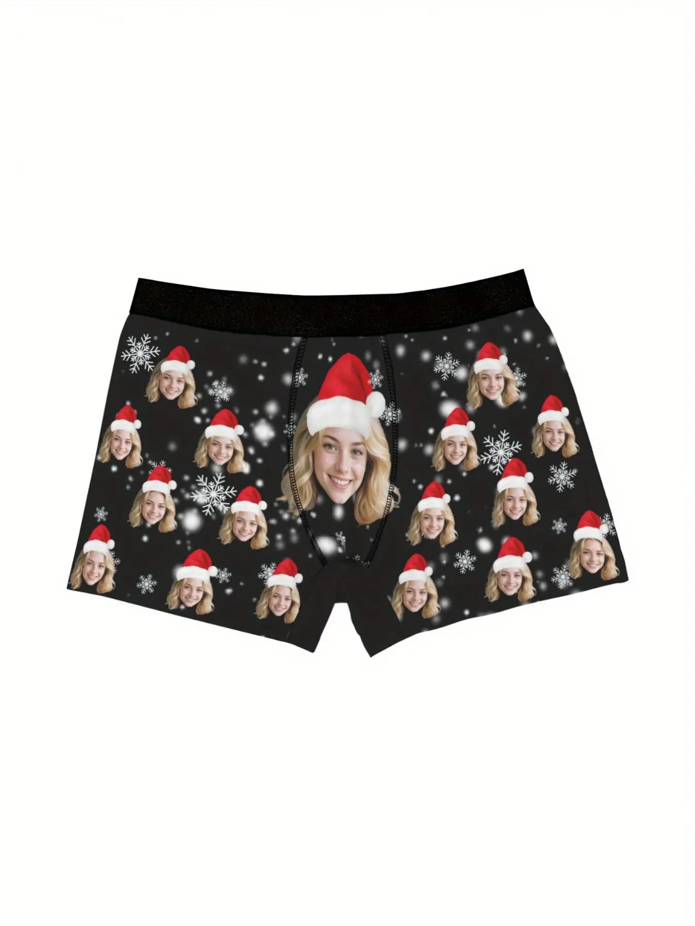 Boxer Natalizi Personalizzati Uomo con Foto e Cappello di Babbo Natale