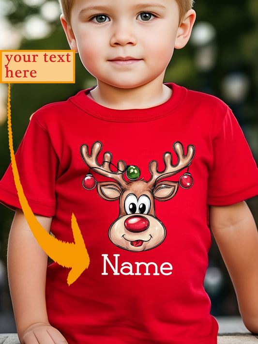 Maglietta Renna Natalizia Personalizzata con Nome Bambino