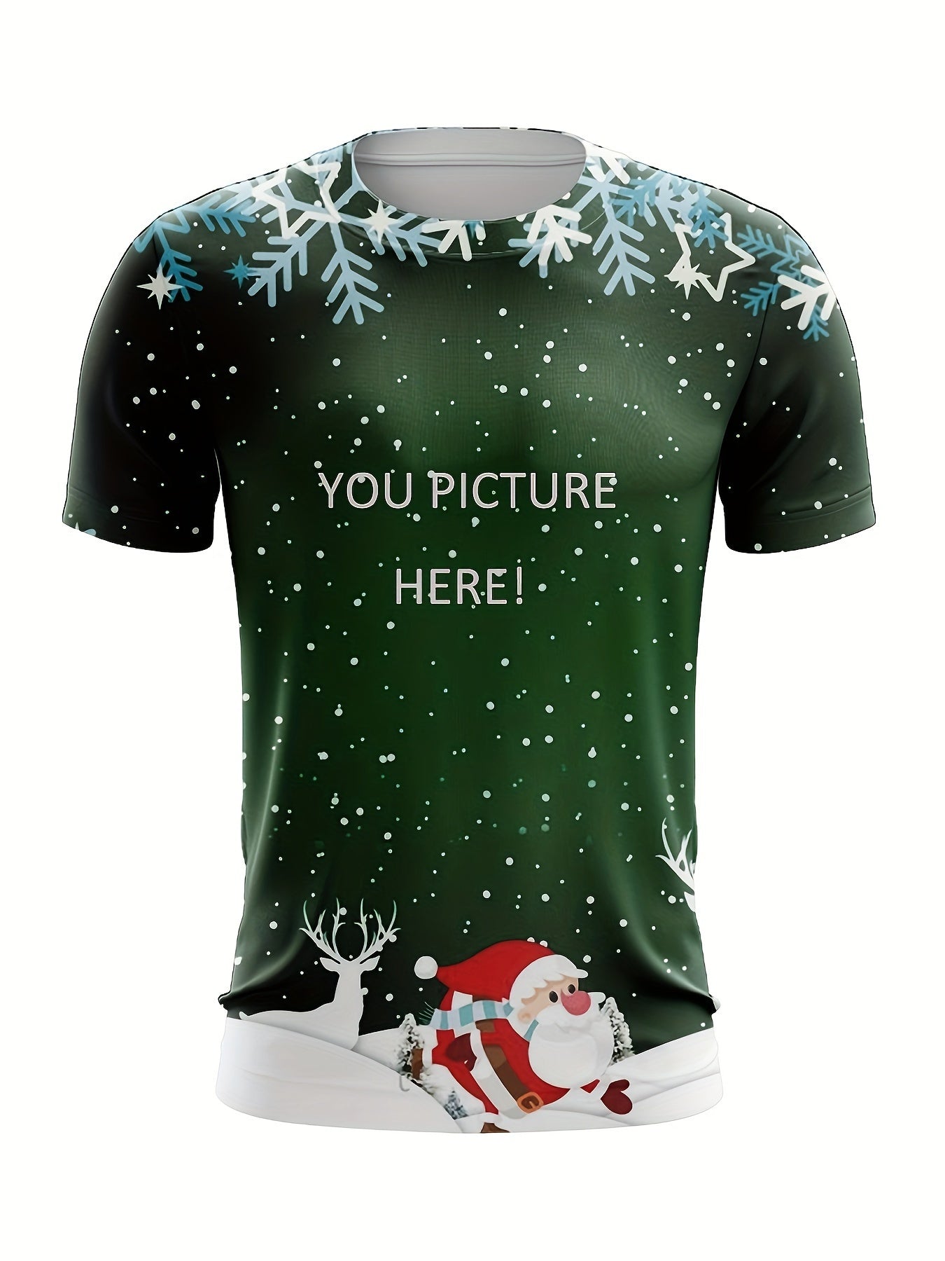 Maglietta di Natale Personalizzata da Uomo 🎄 | Babbo Natale e Fiocchi di Neve
