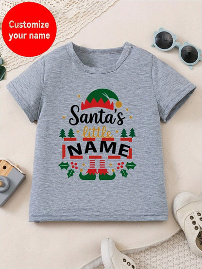 Maglietta di Natale Personalizzata per Bambini 🎅 | Con Nome - Albero e Cappello di Natale