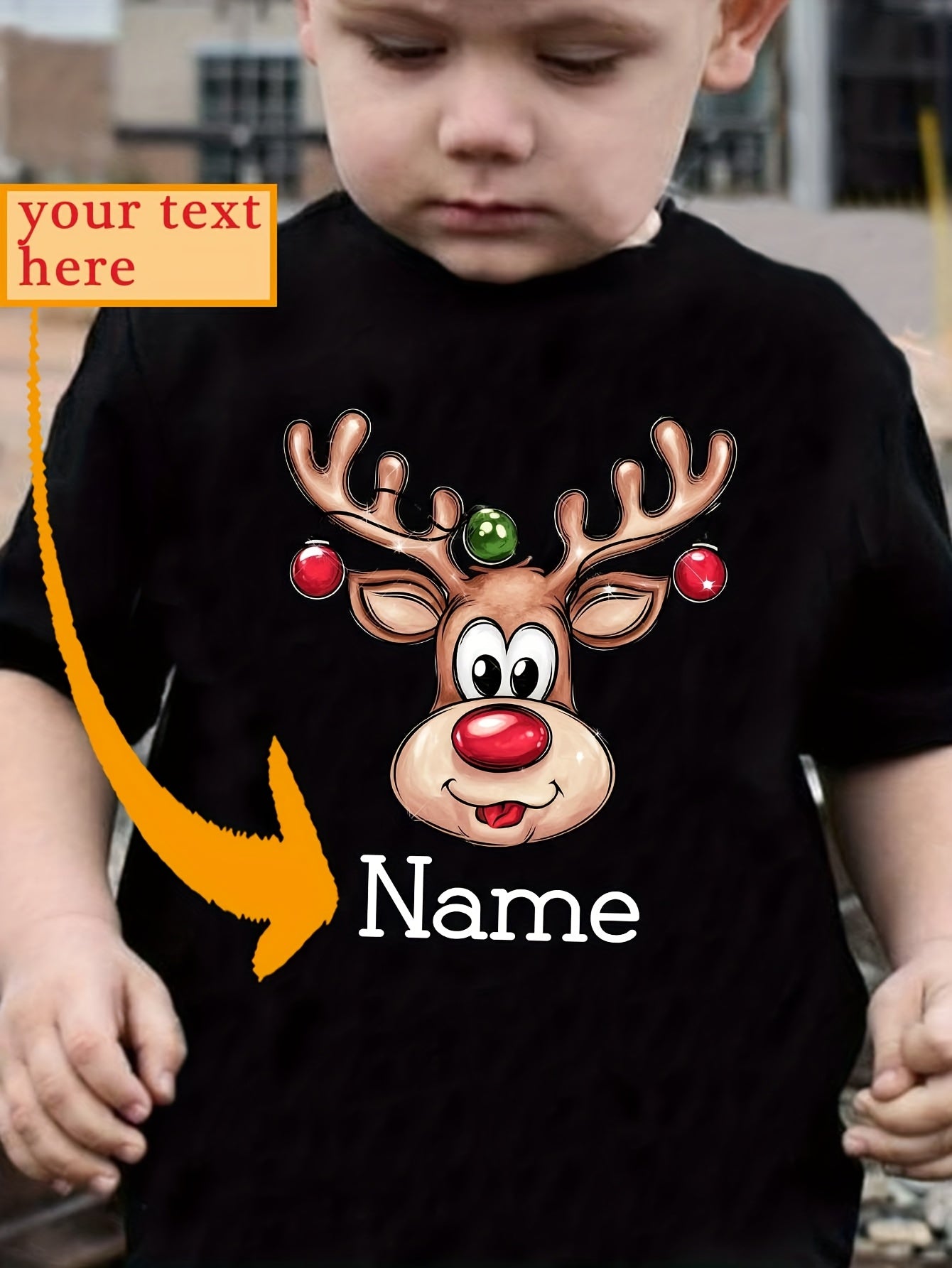 Maglietta Renna Natalizia Personalizzata con Nome Bambino