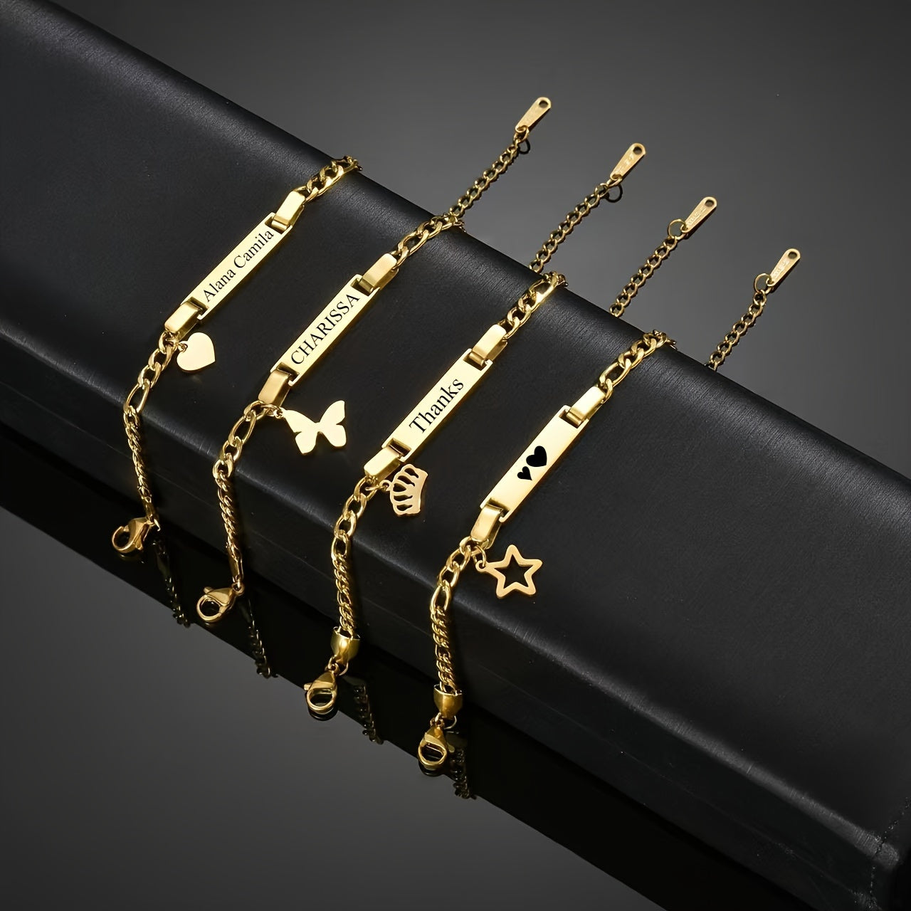 Braccialetto o Cavigliera Personalizzata Placcata Oro in Acciaio Inossidabile