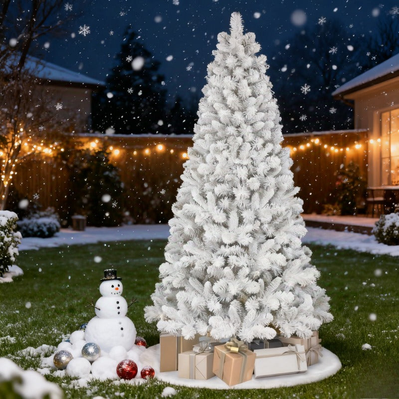 Albero di Natale Artificiale 180 cm con Neve Finta – Facile da Montare, Rami Realistici e Base Robusta