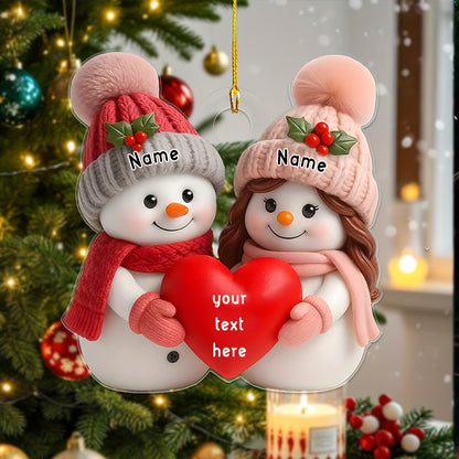 Ornamento di Natale Personalizzato - Nomi e Date della Coppia, Primo Natale Insieme, Regalo Elegante per Anniversari e Matrimonio, Decorazione Natalizia Personalizzata