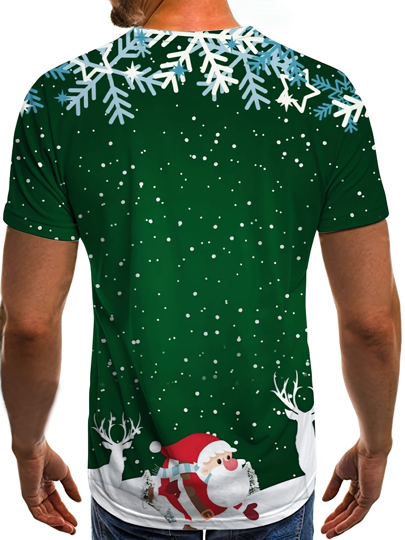 Maglietta di Natale Personalizzata da Uomo 🎄 | Babbo Natale e Fiocchi di Neve