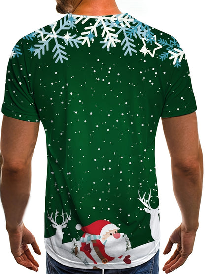 Maglietta di Natale Personalizzata da Uomo 🎄 | Babbo Natale e Fiocchi di Neve
