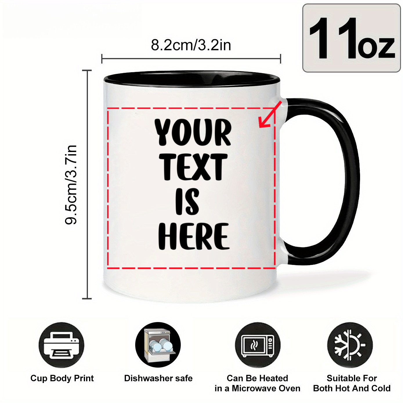 Tazza Personalizzata con Testo Stampato su Entrambi i Lati - 6 Colori Disponibili