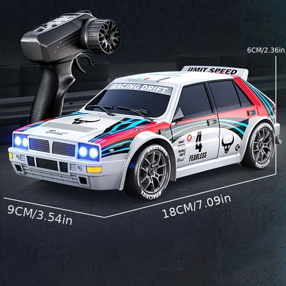 Auto RC 4WD Drift Sportiva - Design da Gara, Luci LED, Pneumatici Sostituibili, 2 Velocità, Shell in Plastica Resistente, Gioco per Adulti e Teenager, Off-Road All-Terrain, Regalo per Appassionati di Drift e Automodellismo