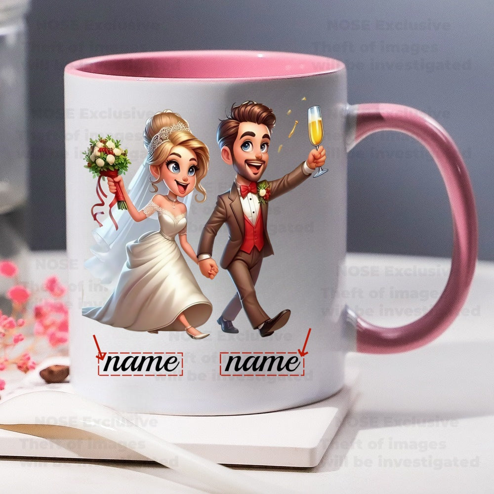 Tazza Personalizzata per Matrimonio - Nomi della Sposa e dello Sposo Tazza Ceramica Riutilizzabile