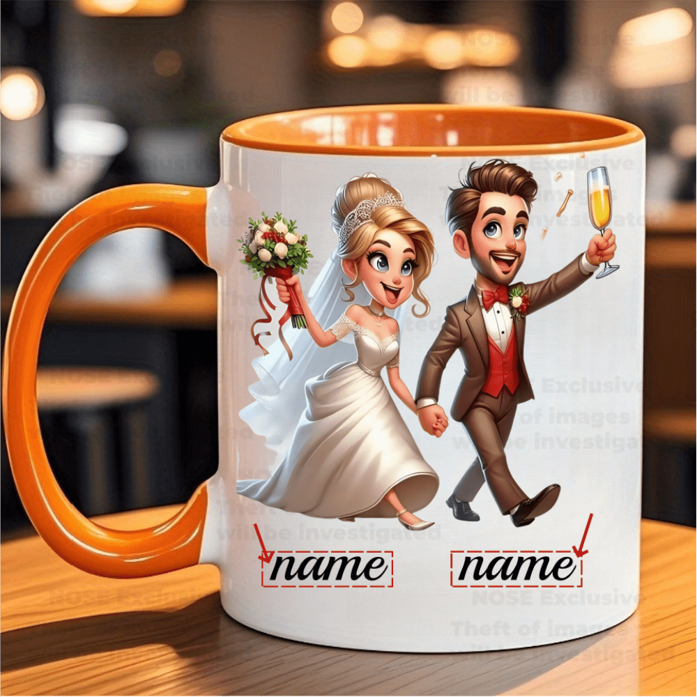 Tazza Personalizzata per Matrimonio - Nomi della Sposa e dello Sposo Tazza Ceramica Riutilizzabile