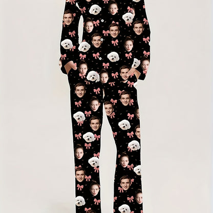 Pigiama Natalizio Personalizzato Donna con Foto del Viso – Idea Regalo Divertente e Comoda per Natale