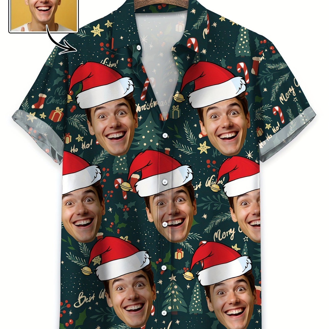 Camicia Natalizia Hawaiana Personalizzata con Foto