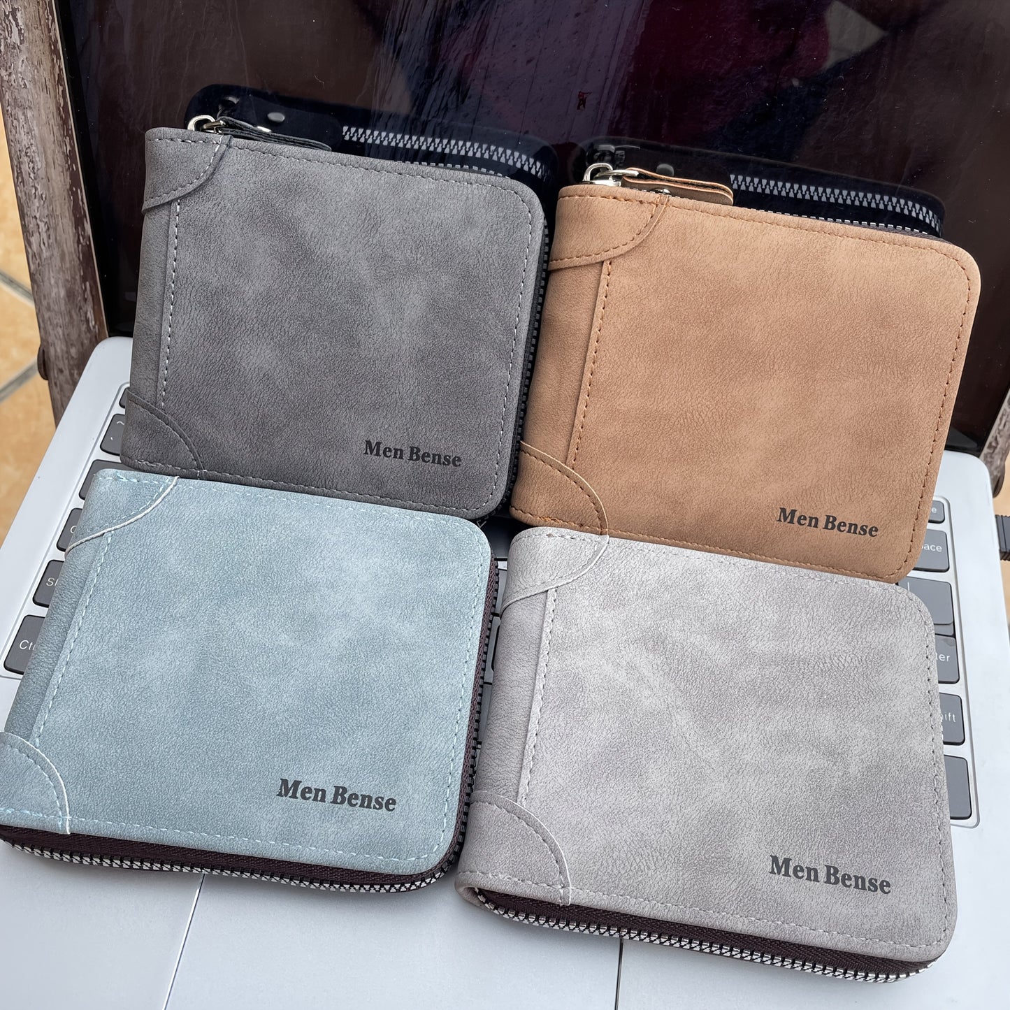 Personalized Men'S Wallet Photo Engraving Custom Faux Leather Zipper Wallet Fashionable Minimalist Suitable for Father, Boyfriend, Husband Gift Holiday Present