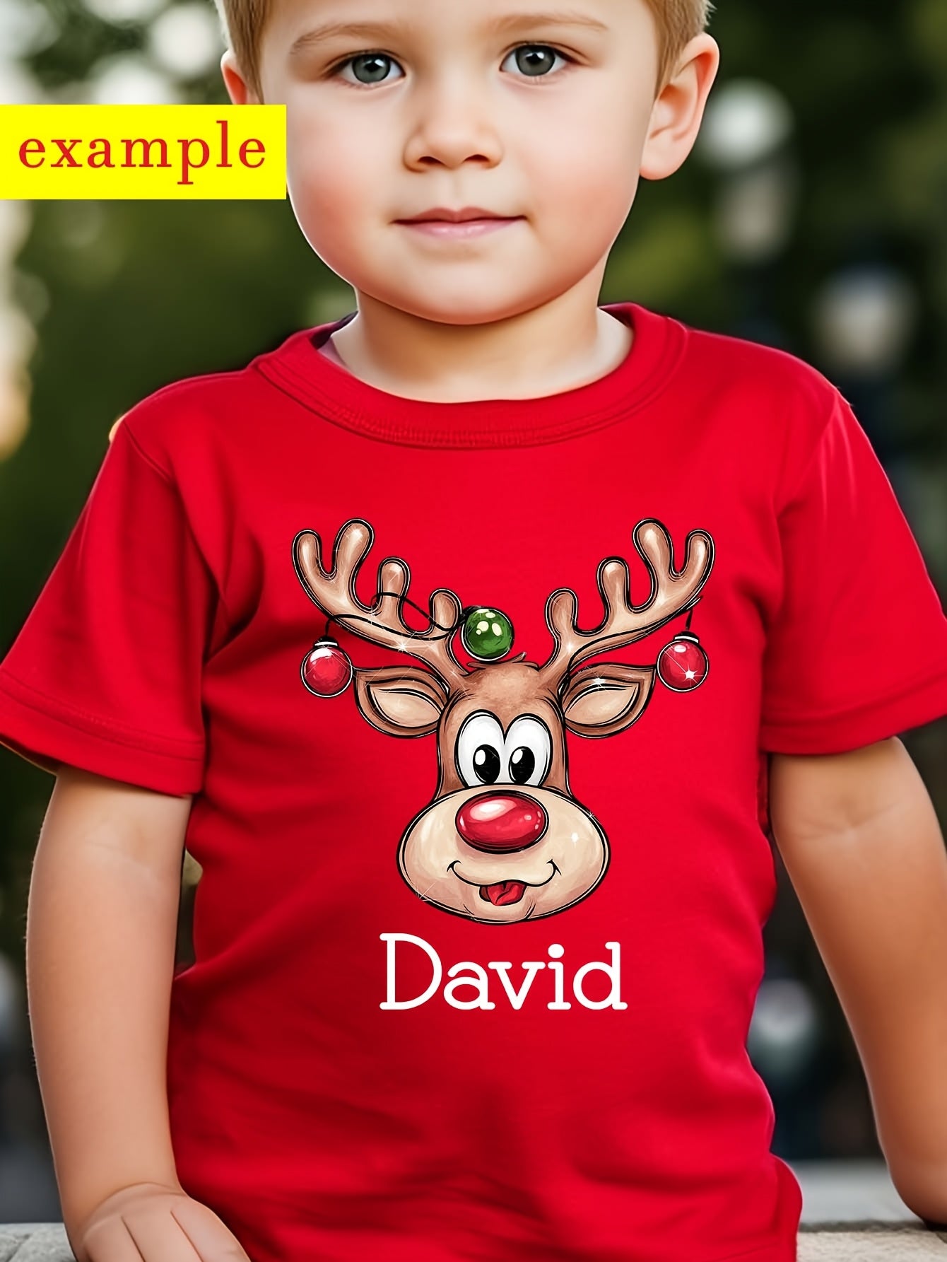 Maglietta Renna Natalizia Personalizzata con Nome Bambino