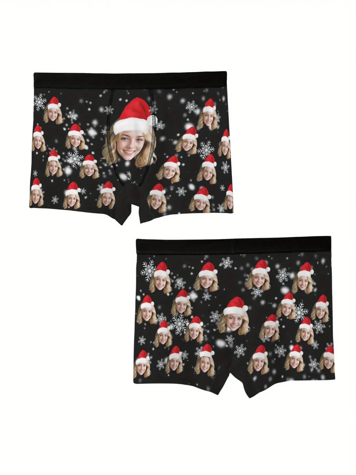 Boxer Natalizi Personalizzati Uomo con Foto e Cappello di Babbo Natale