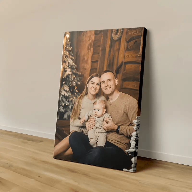 Arte su Tela Personalizzata con Cornice in Legno - Ritratti di Famiglia e Foto Personalizzate