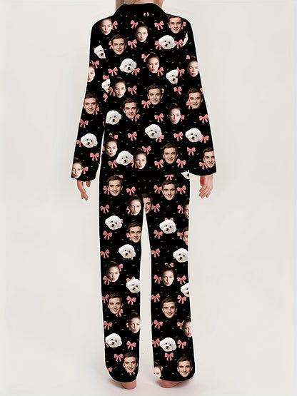 Pigiama Natalizio Personalizzato Donna con Foto del Viso – Idea Regalo Divertente e Comoda per Natale