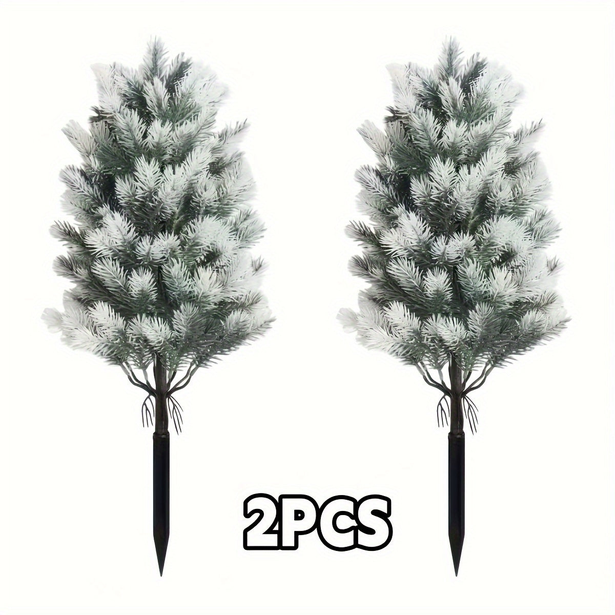 2 Alberi di Natale Artificiali con Base Nera a Spillo - Decorazione Natalizia Realistica per Interni e Esterni