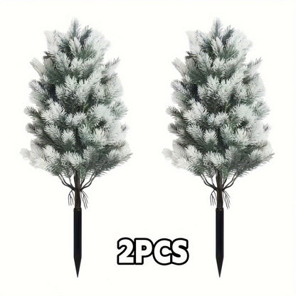 2 Alberi di Natale Artificiali con Base Nera a Spillo - Decorazione Natalizia Realistica per Interni e Esterni