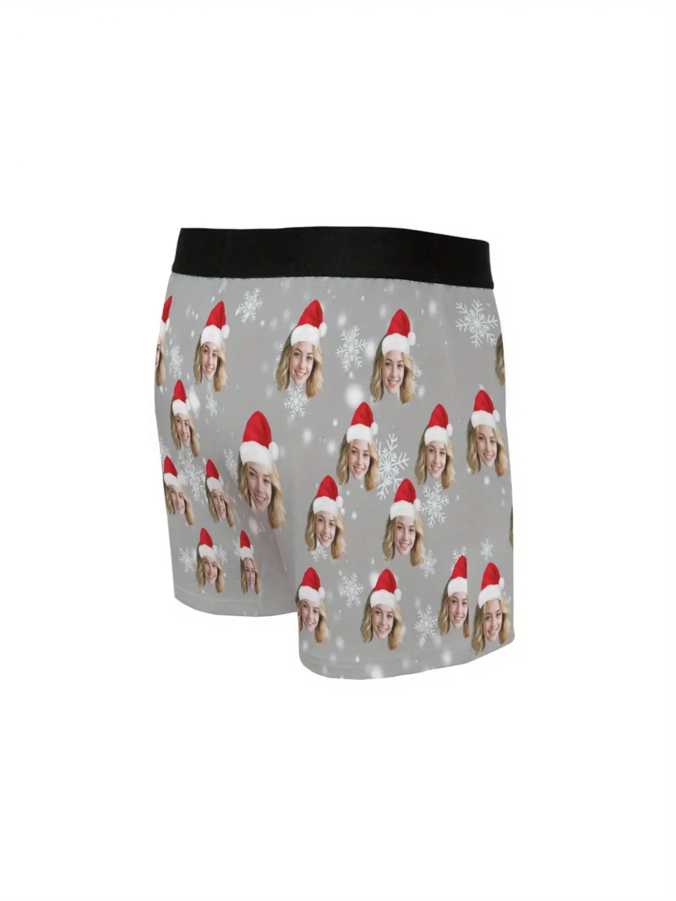 Boxer Natalizi Personalizzati Uomo con Foto e Cappello di Babbo Natale
