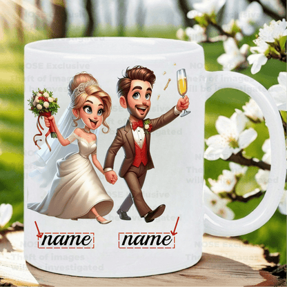 Tazza Personalizzata per Matrimonio - Nomi della Sposa e dello Sposo Tazza Ceramica Riutilizzabile