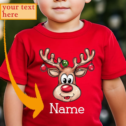 Maglietta Renna Natalizia Personalizzata con Nome Bambino