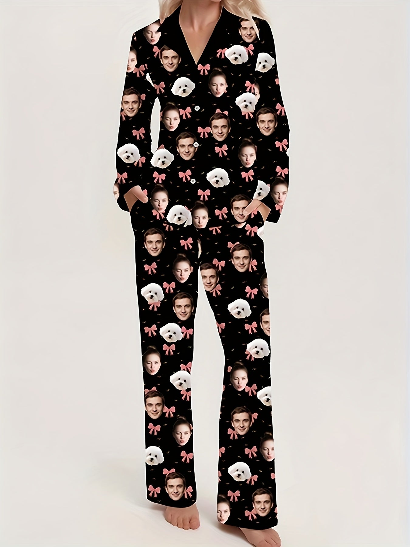 Pigiama Natalizio Personalizzato Donna con Foto del Viso – Idea Regalo Divertente e Comoda per Natale