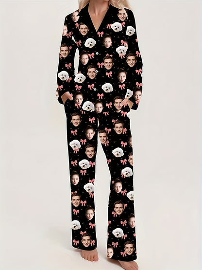 Pigiama Natalizio Personalizzato Donna con Foto del Viso – Idea Regalo Divertente e Comoda per Natale