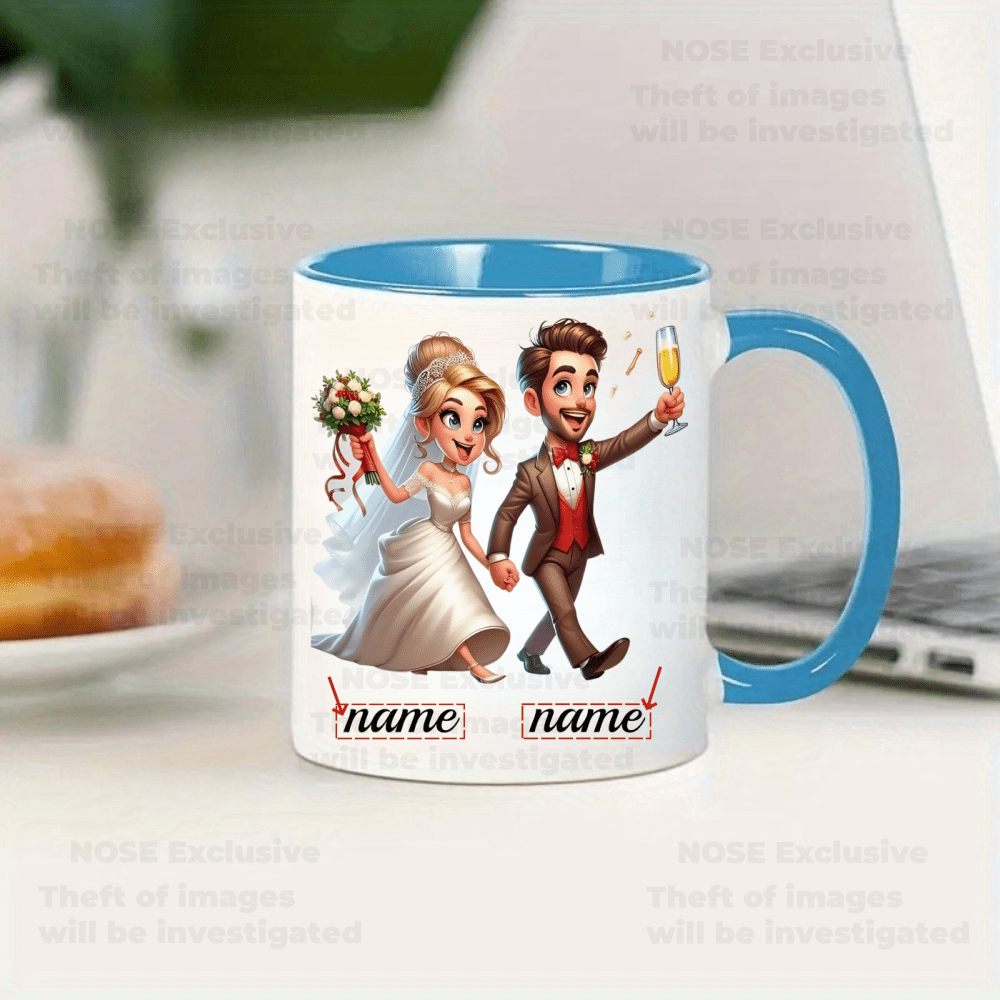 Tazza Personalizzata per Matrimonio - Nomi della Sposa e dello Sposo Tazza Ceramica Riutilizzabile