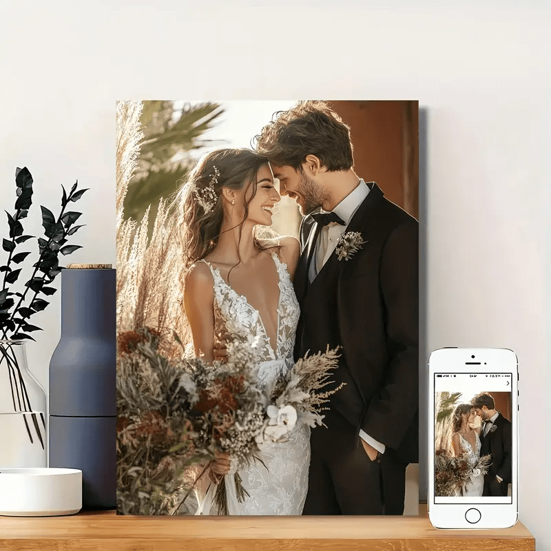 Arte su Tela Personalizzata con Cornice in Legno - Ritratti di Famiglia e Foto Personalizzate