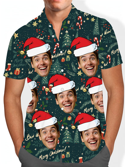 Camicia Natalizia Hawaiana Personalizzata con Foto