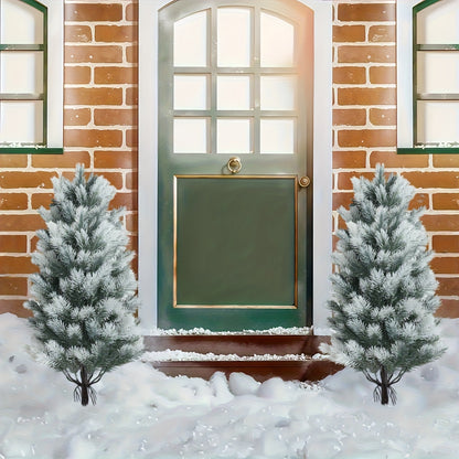 2 Alberi di Natale Artificiali con Base Nera a Spillo - Decorazione Natalizia Realistica per Interni e Esterni