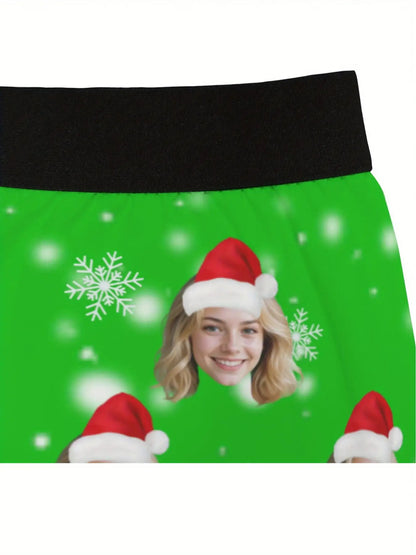 Boxer Natalizi Personalizzati Uomo con Foto e Cappello di Babbo Natale