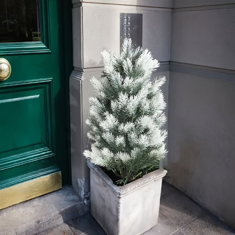 2 Alberi di Natale Artificiali con Base Nera a Spillo - Decorazione Natalizia Realistica per Interni e Esterni