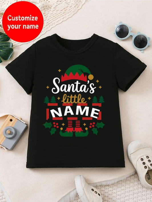 Maglietta di Natale Personalizzata per Bambini 🎅 | Con Nome - Albero e Cappello di Natale