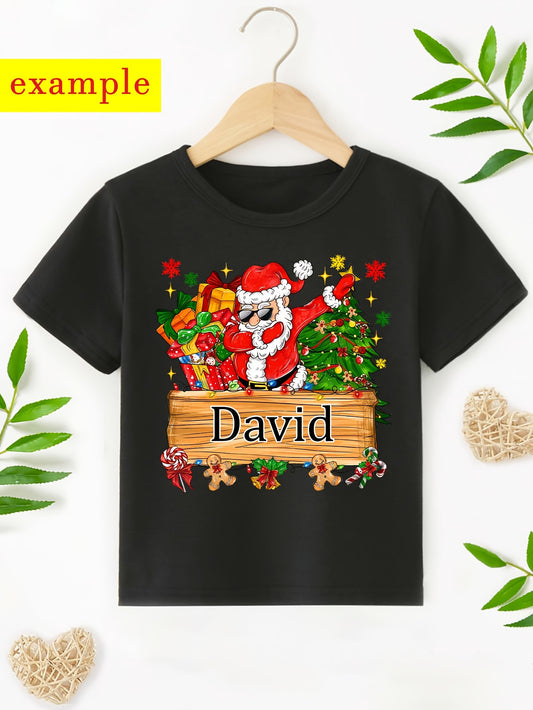 Maglietta di Natale Personalizzata per Bambino 🎅 | Babbo Natale e Renna