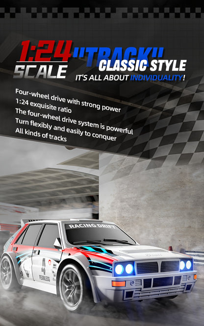 Auto RC 4WD Drift Sportiva - Design da Gara, Luci LED, Pneumatici Sostituibili, 2 Velocità, Shell in Plastica Resistente, Gioco per Adulti e Teenager, Off-Road All-Terrain, Regalo per Appassionati di Drift e Automodellismo