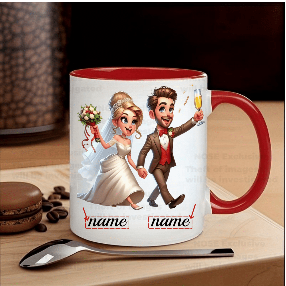 Tazza Personalizzata per Matrimonio - Nomi della Sposa e dello Sposo Tazza Ceramica Riutilizzabile