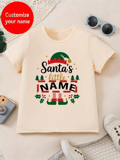 Maglietta di Natale Personalizzata per Bambini 🎅 | Con Nome - Albero e Cappello di Natale