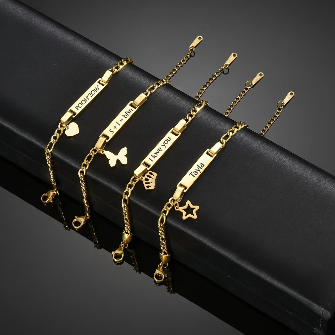 Braccialetto o Cavigliera Personalizzata Placcata Oro in Acciaio Inossidabile