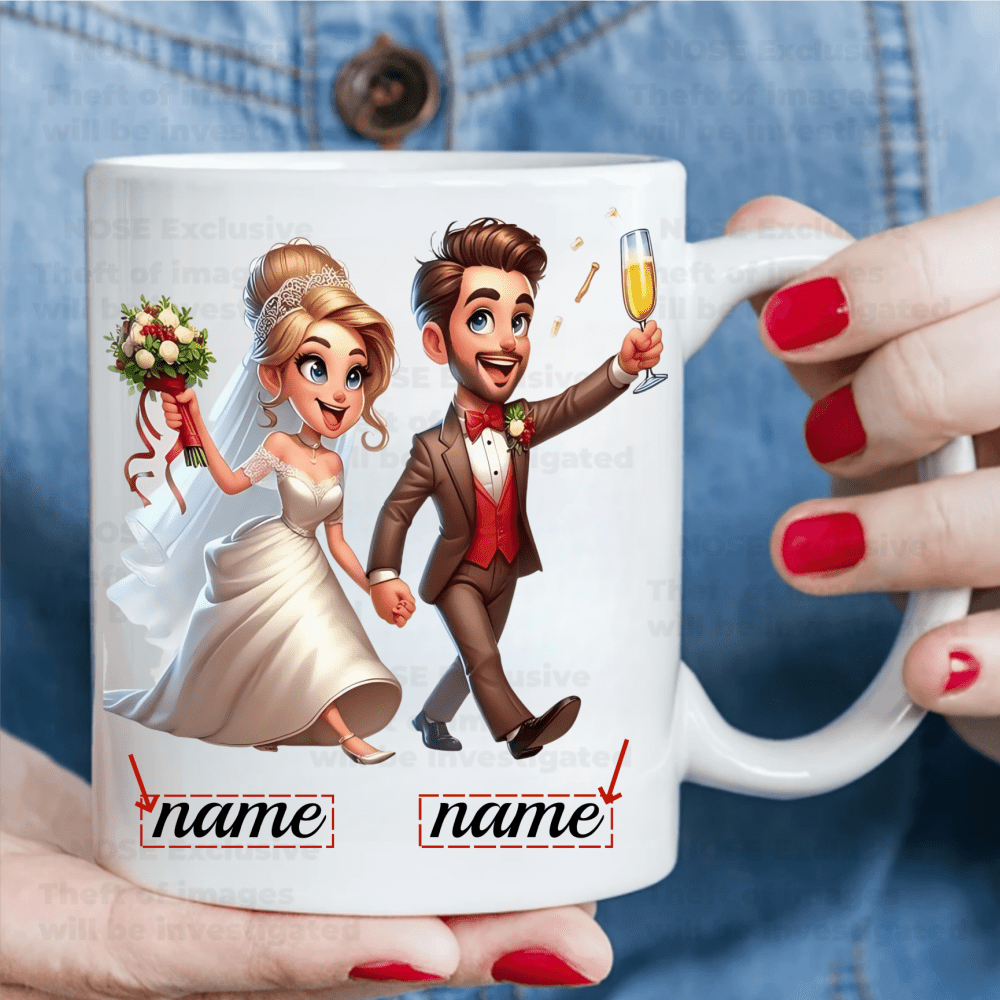 Tazza Personalizzata per Matrimonio - Nomi della Sposa e dello Sposo Tazza Ceramica Riutilizzabile