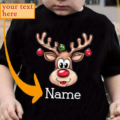 Maglietta Renna Natalizia Personalizzata con Nome Bambino