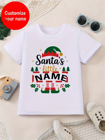 Maglietta di Natale Personalizzata per Bambini 🎅 | Con Nome - Albero e Cappello di Natale