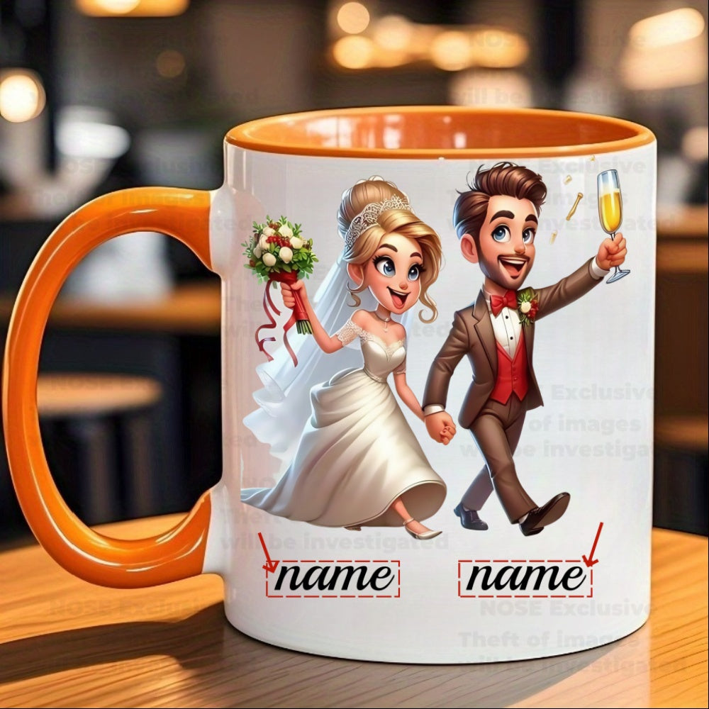 Tazza Personalizzata per Matrimonio - Nomi della Sposa e dello Sposo Tazza Ceramica Riutilizzabile