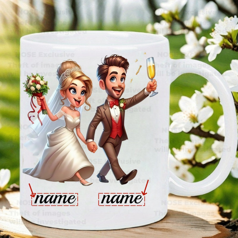 Tazza Personalizzata per Matrimonio - Nomi della Sposa e dello Sposo Tazza Ceramica Riutilizzabile
