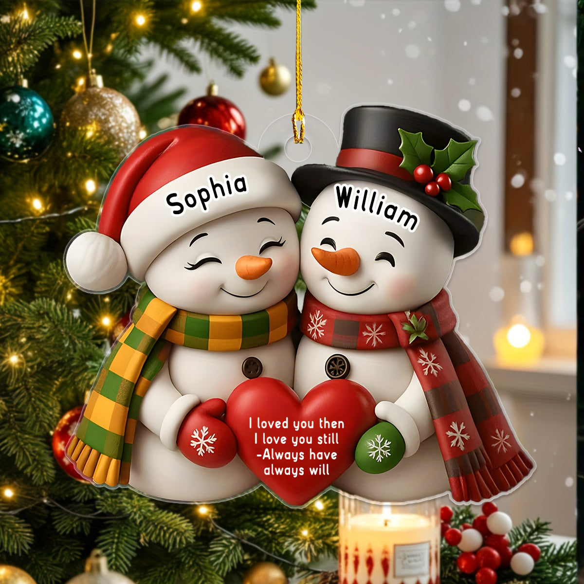 Ornamento di Natale Personalizzato - Nomi e Date della Coppia, Primo Natale Insieme, Regalo Elegante per Anniversari e Matrimonio, Decorazione Natalizia Personalizzata