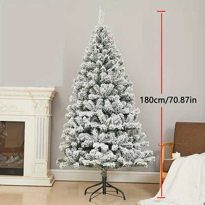 Albero di Natale Artificiale 180 cm con Neve Finta – Facile da Montare, Rami Realistici e Base Robusta