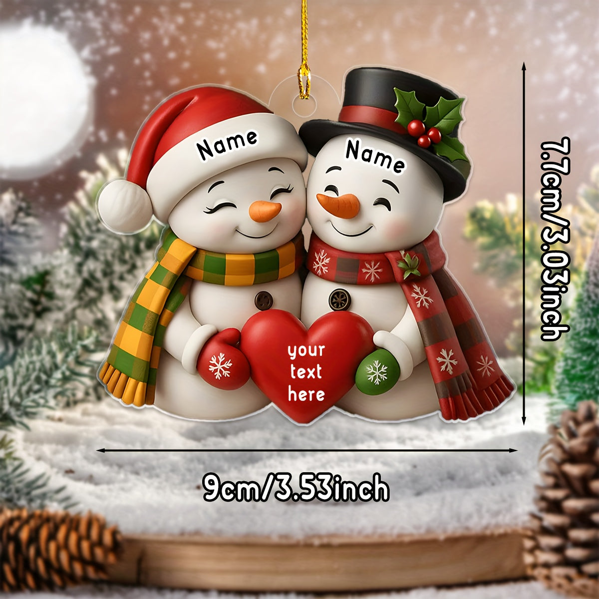 Ornamento di Natale Personalizzato - Nomi e Date della Coppia, Primo Natale Insieme, Regalo Elegante per Anniversari e Matrimonio, Decorazione Natalizia Personalizzata