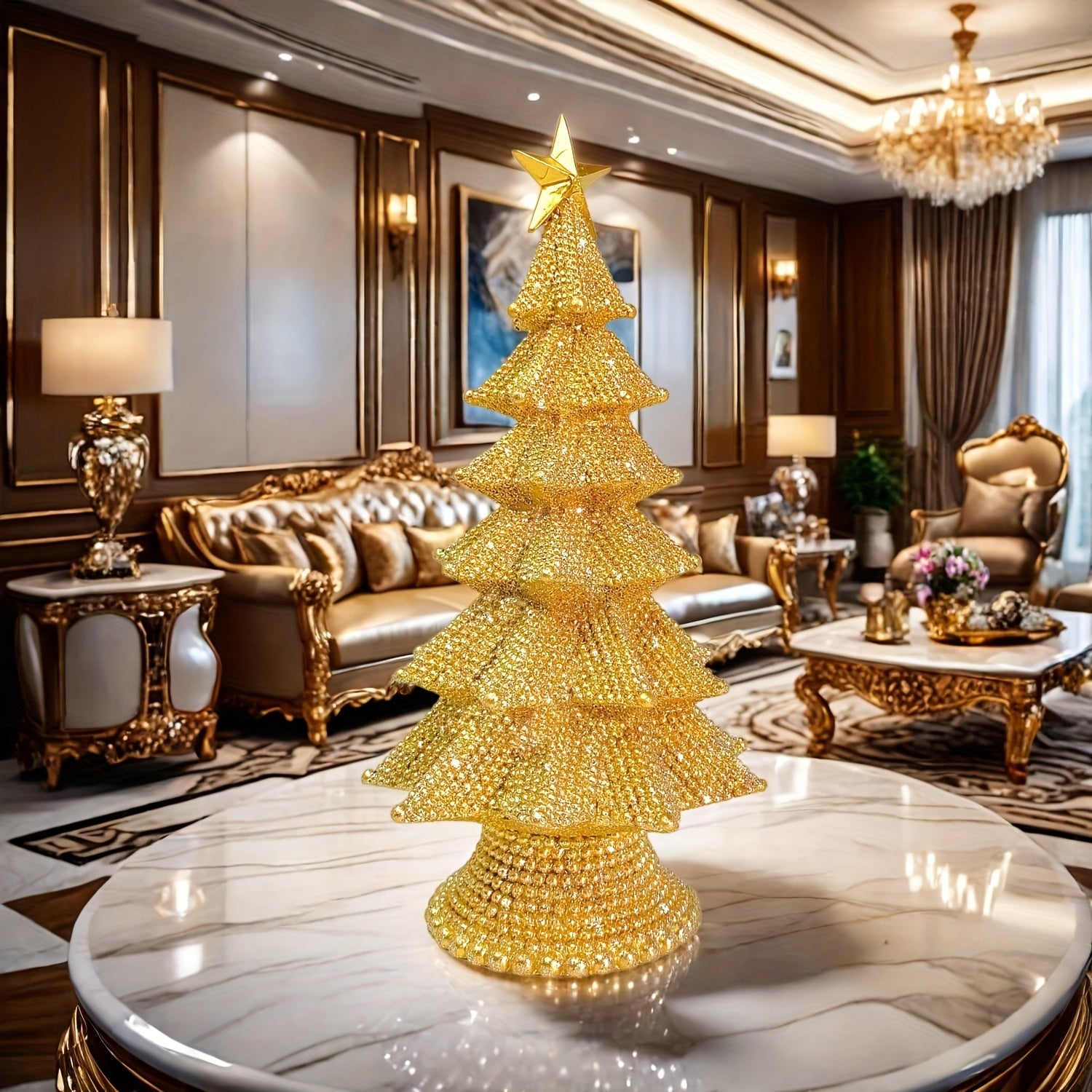 A Sparkling Christmas Tree Statue with Stars Perfect for Home Office and Holiday Gatherings Ideal as a Christmas Atmosphere Decoration Mothers Day Easter Gift and Christmas Ornament