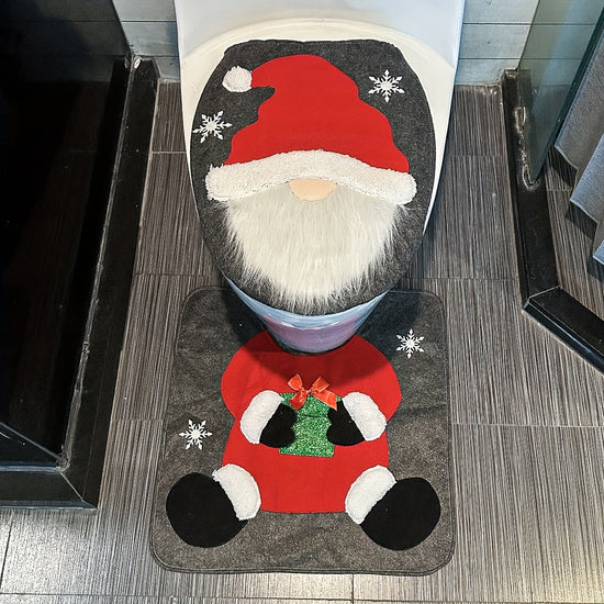 Christmas Toilet Cover Decoration Set Bathroom Toilet Santa Claus Decoration Supplies